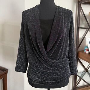 Tops black shimmer long sleeve